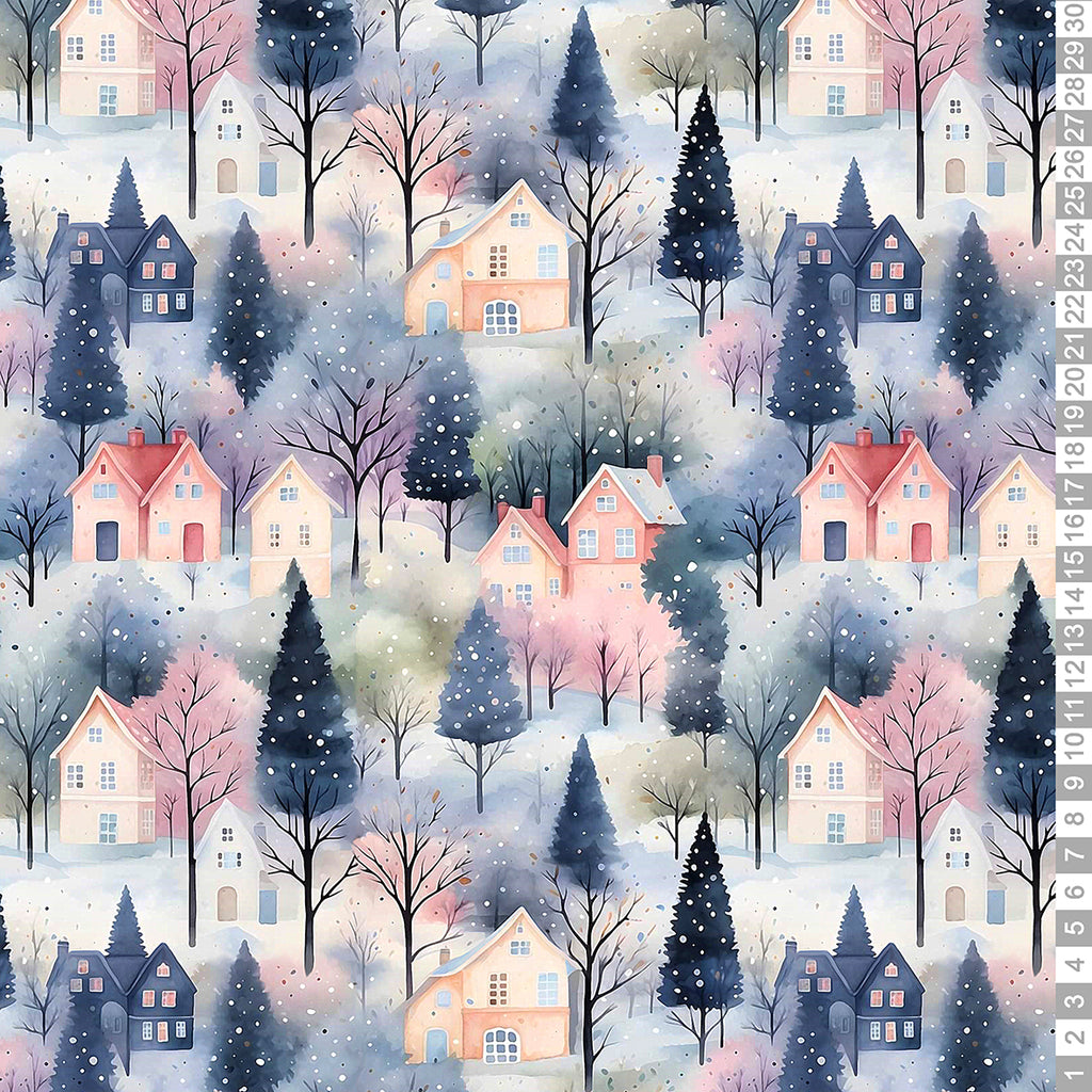 Zimní domečky ❄ Tričkovina 190gr.