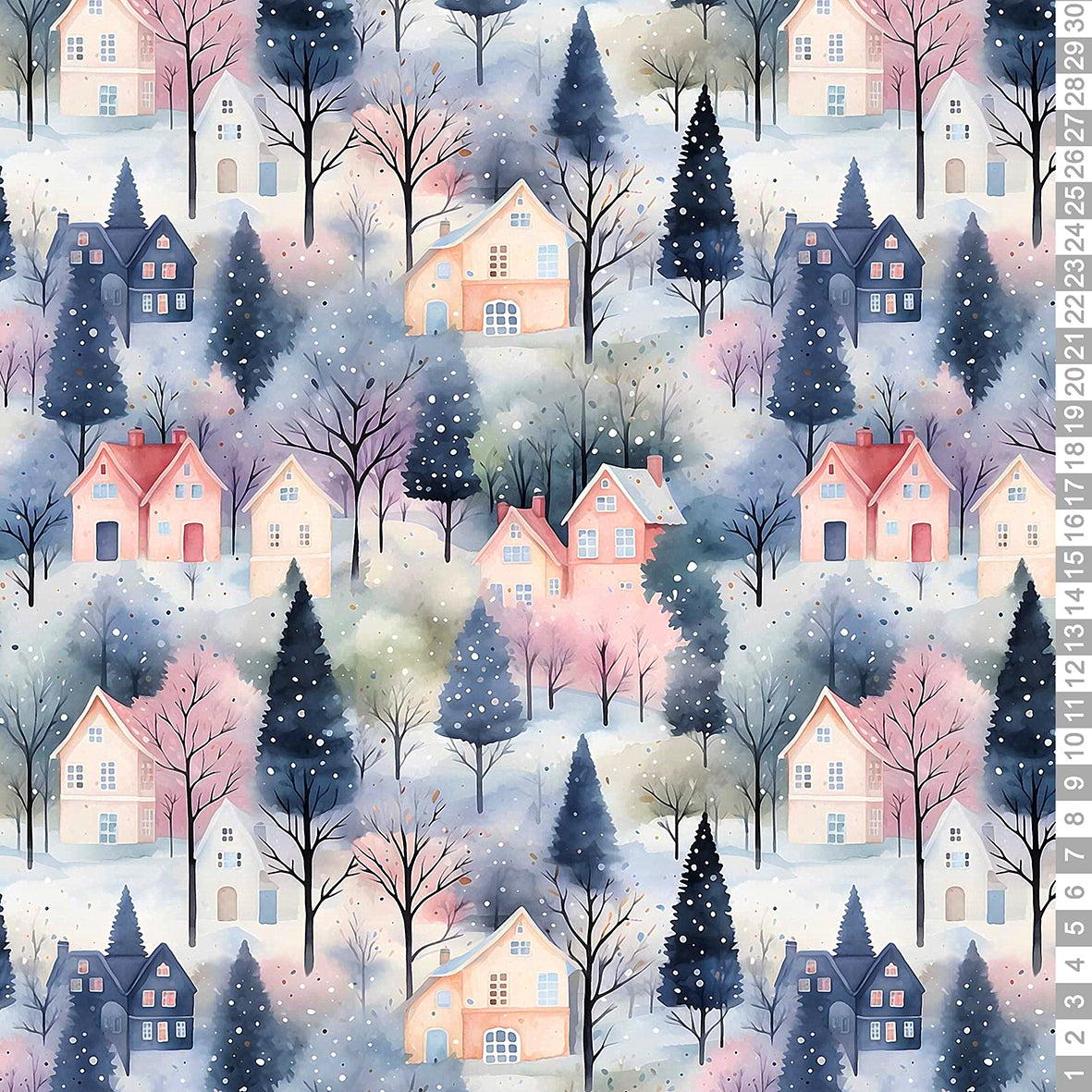 Zimní domečky ❄ Tričkovina 190gr.