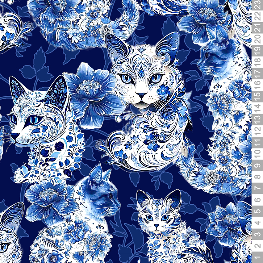 Kočky s květy Teplákovina 240gr.