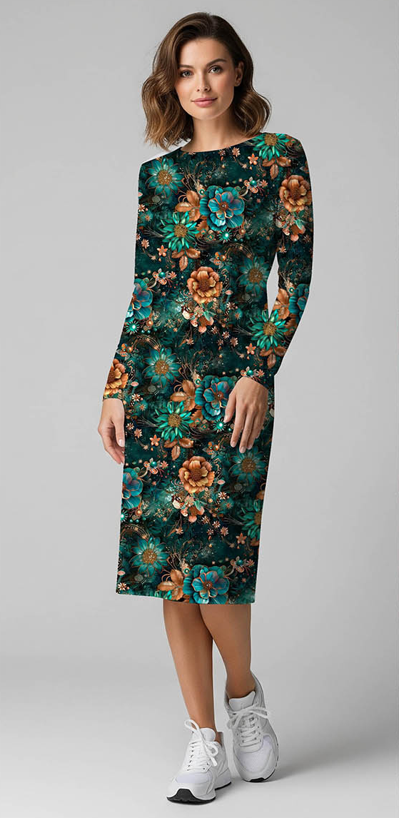 Smaragdové květiny Tričkovina 190gr. /Teplákovina 240gr.