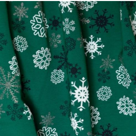 Třpytivé vločky Tm. zelená Teplákovina 240gr.❄️