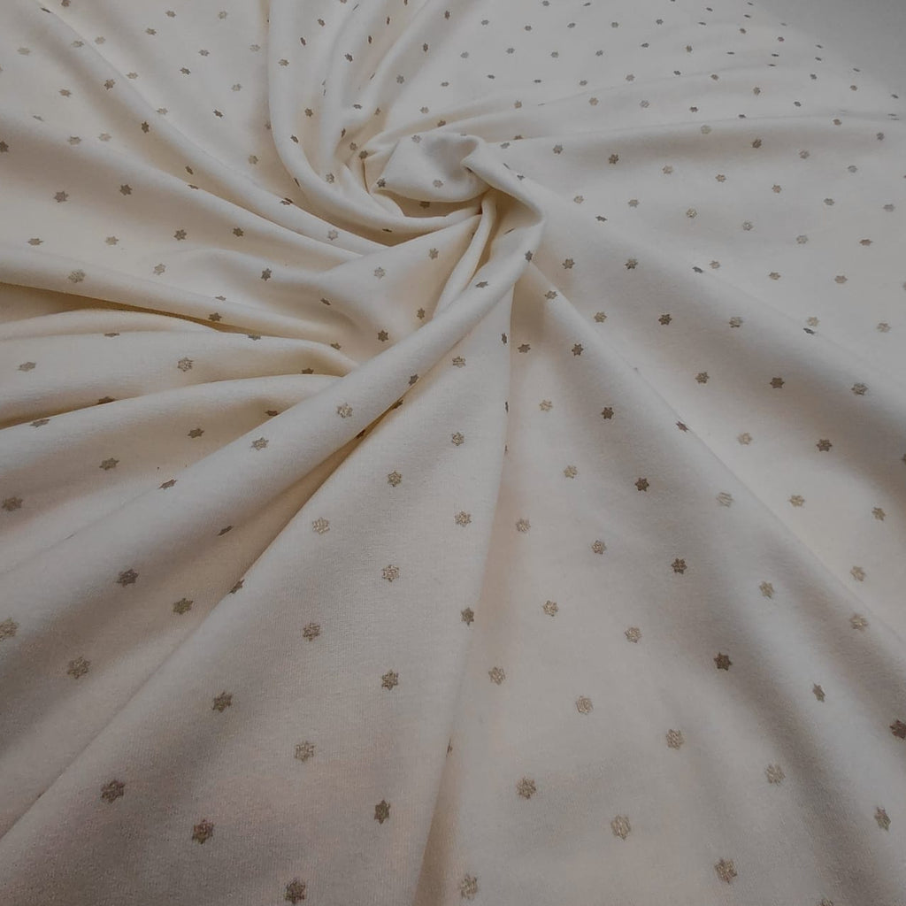 Zlatá hvězdička na smetanové Teplákovina Počesaná VISKOZA 240gr.❄️