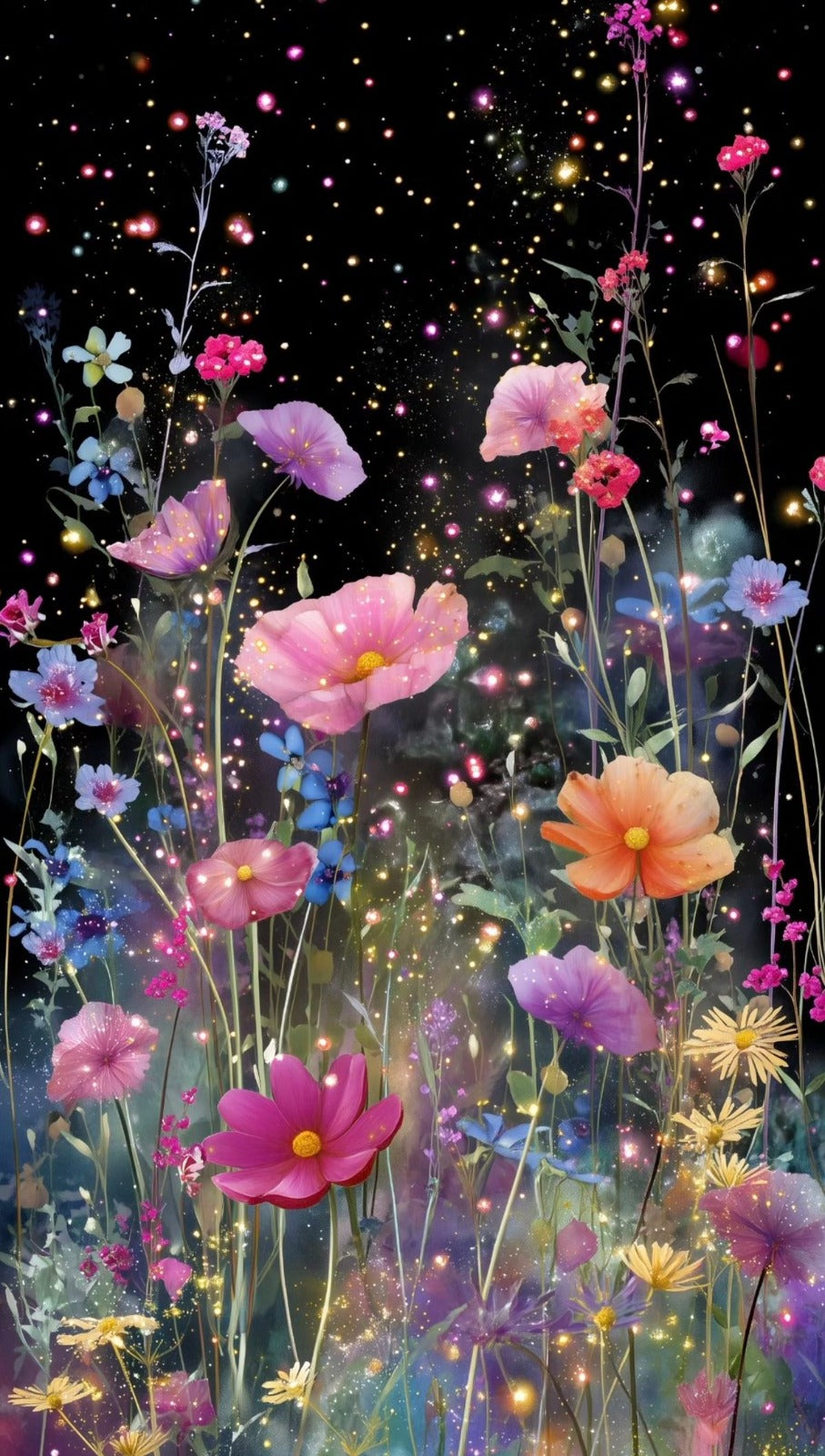 Mléčné hedvábí/Kimo Bordura vesmírné luční kvetiny 190gr.