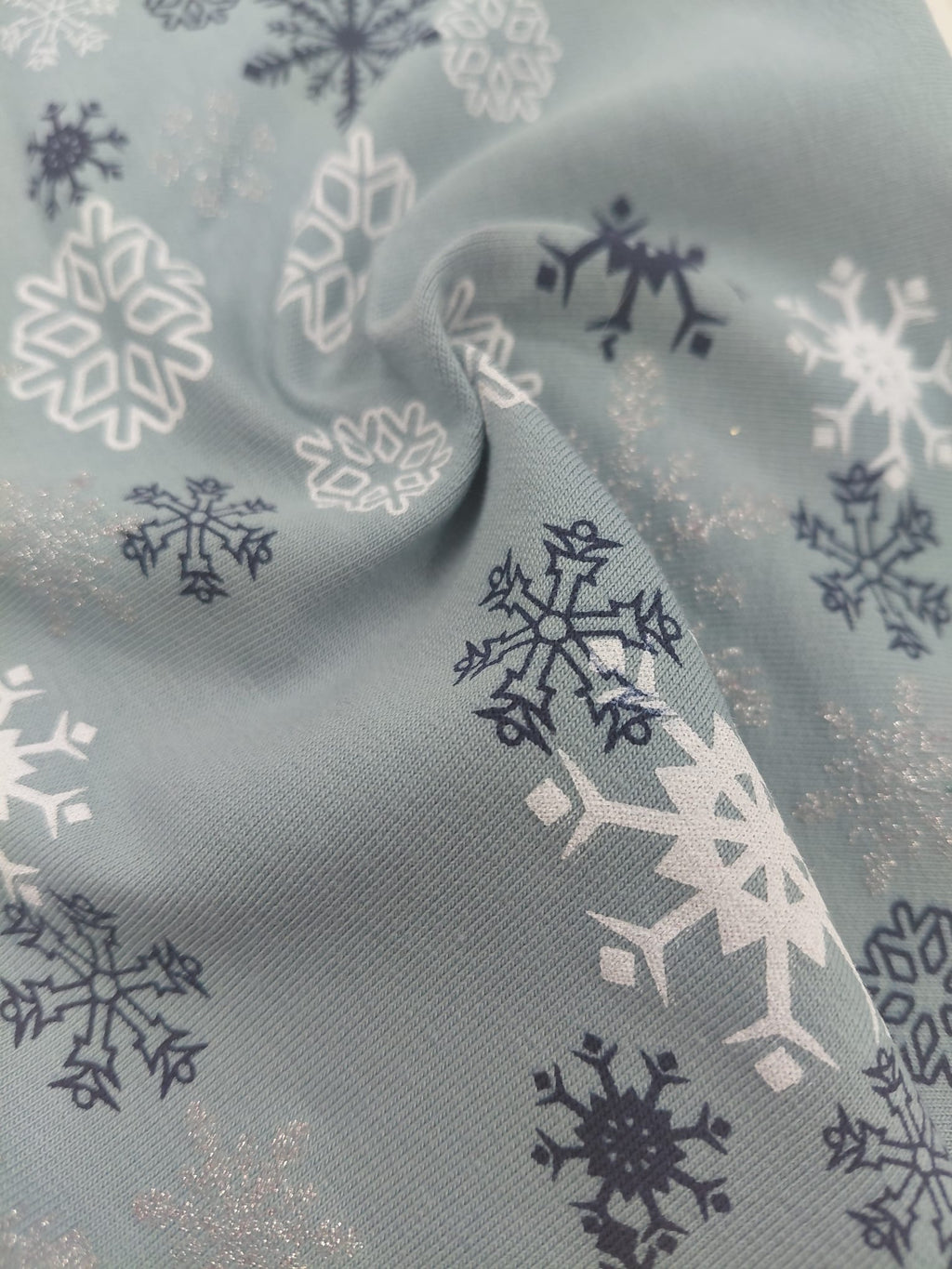 Třpytivé vločky Sv. modrošedá Teplákovina 240gr. ❄️