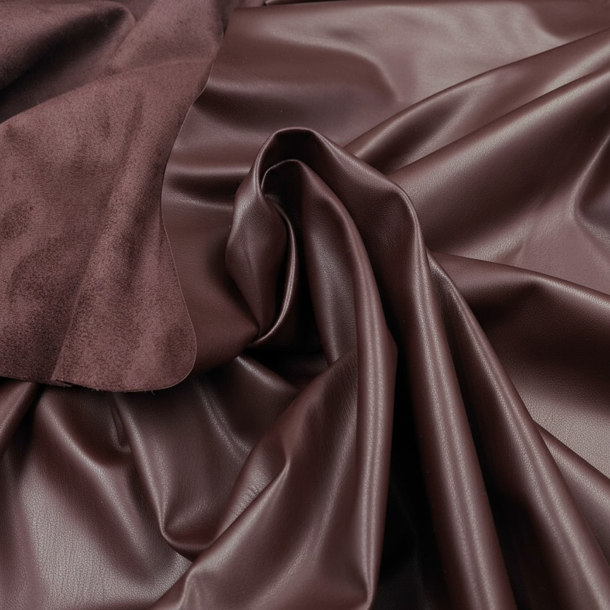 Umělá elastická kůže Tm. hnědá/Bordo/Černá