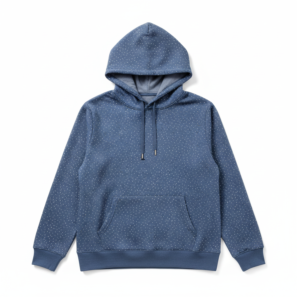 Stříbrný puntík na modré teplákovina Počesaná 240gr.❄️