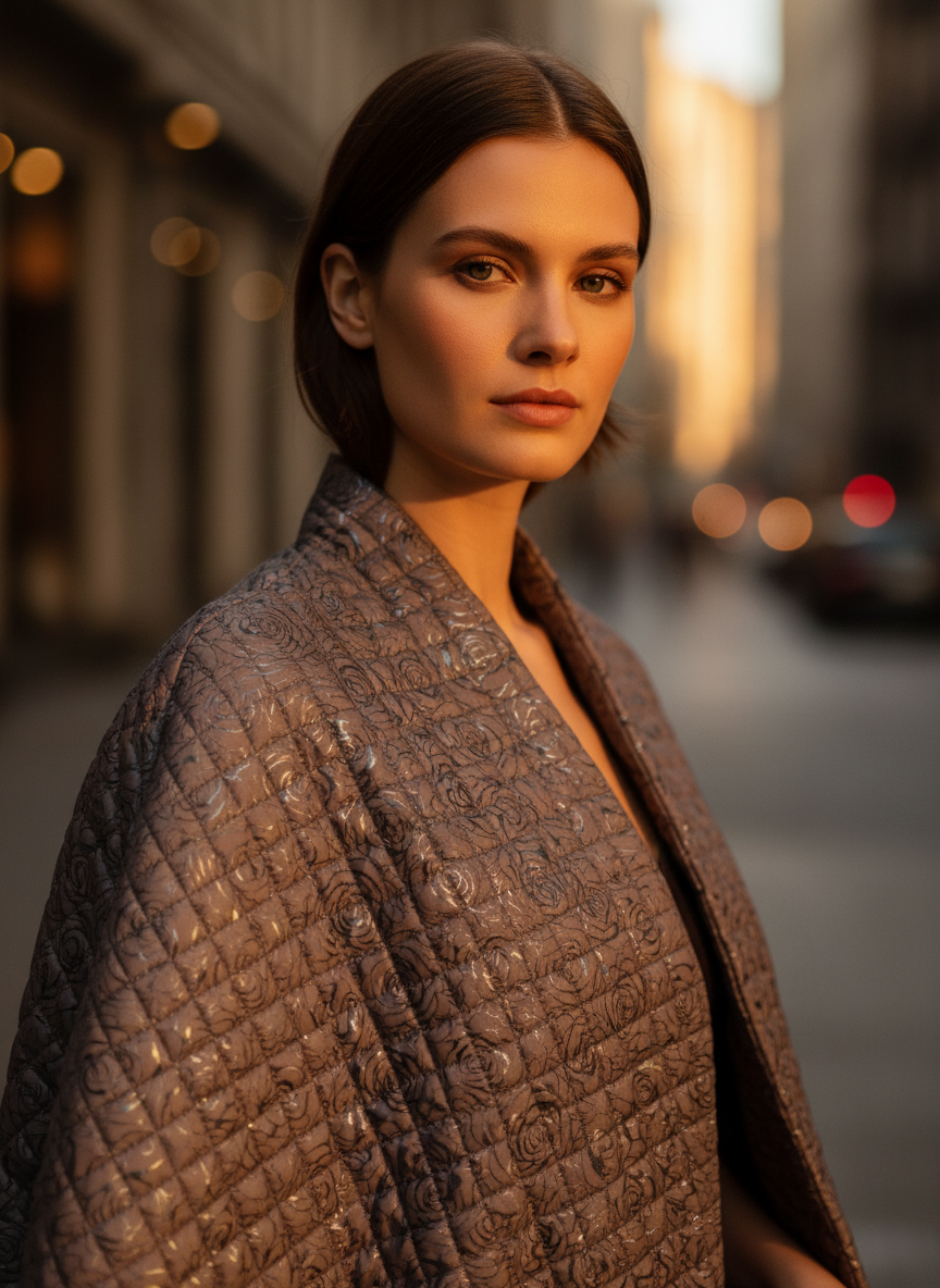 Portrét modelu v proševu s růžemi