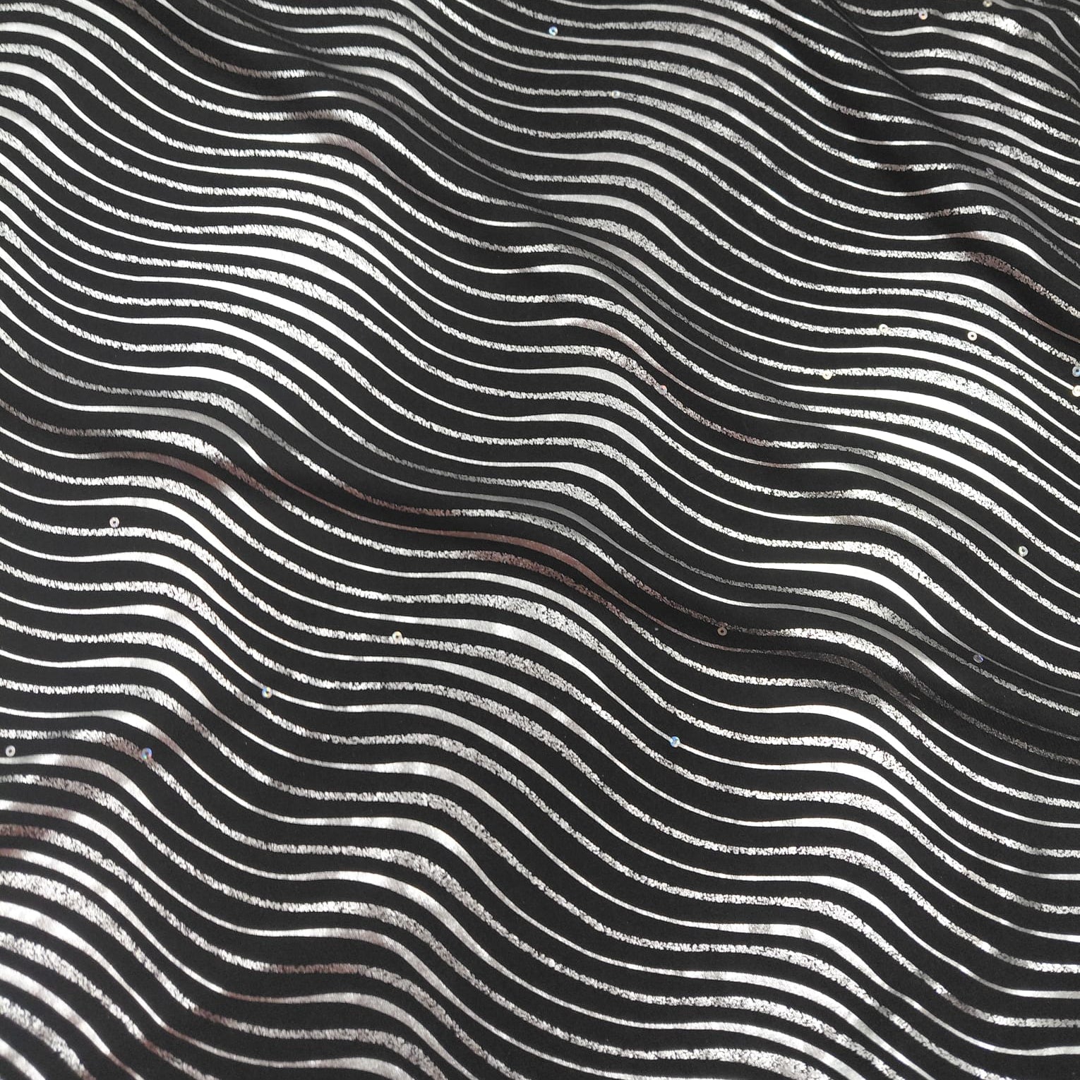 Polyesterový úplet Stříbrné pruhy